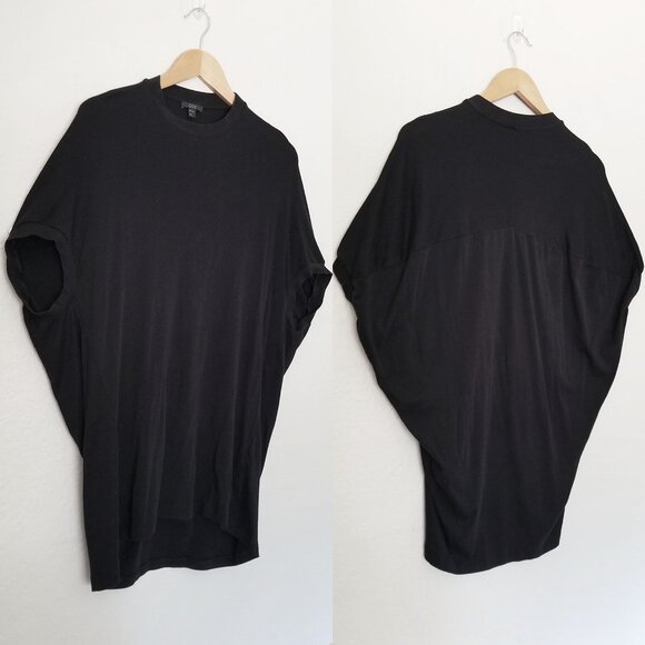 COS Black Oversized Batwing Longline Tunic T Shirt XS Stretch Comfort Crewneck - Picture 1 of 14